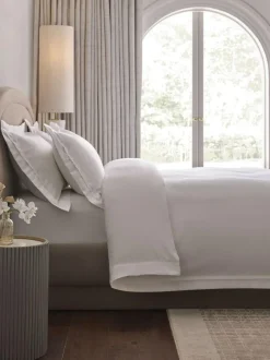 Next Collection Luxe 1000 Thread Count Sateen Oxford Luxury Duvet Cover and Pillowcase Set White Hot