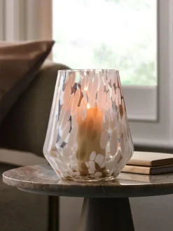 Next White Confetti Glass Candle Holder Hurricane Online