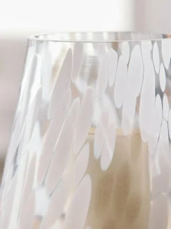 Next White Confetti Glass Candle Holder Hurricane Online