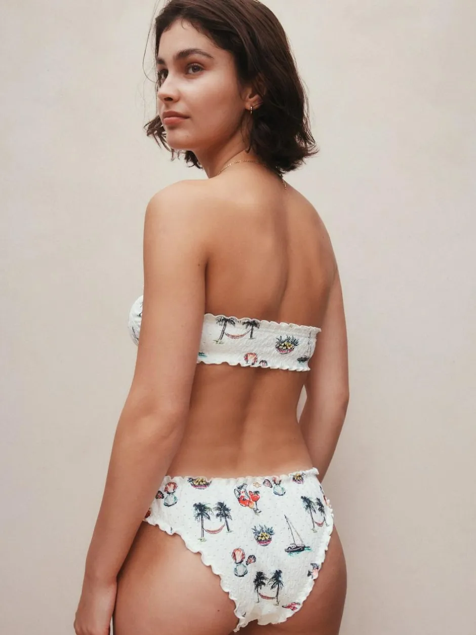 Next White Conversational Broderie Bandeau Bikini Top Discount