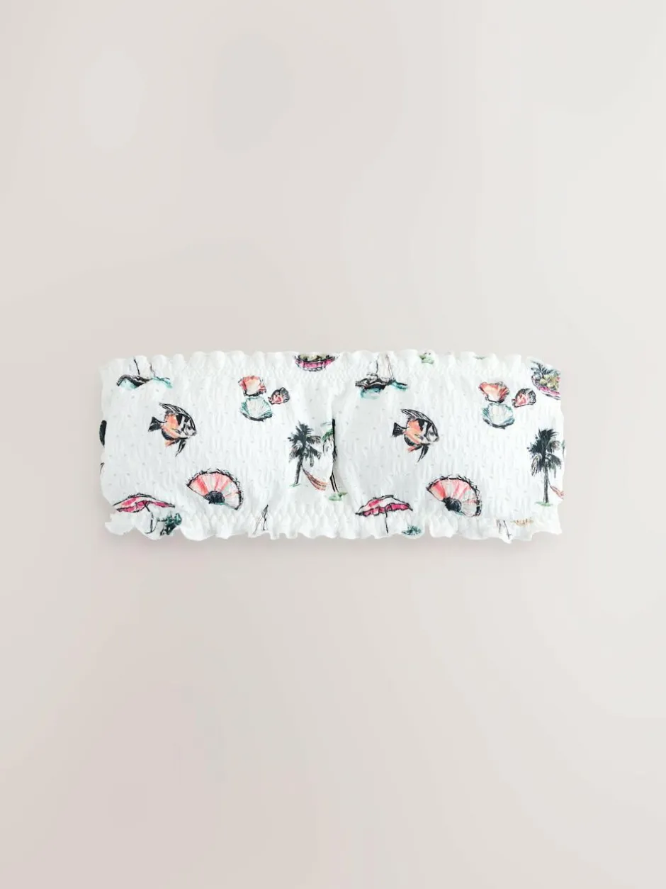 Next White Conversational Broderie Bandeau Bikini Top Discount
