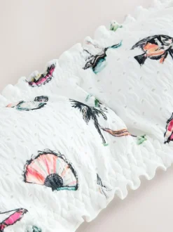 Next White Conversational Broderie Bandeau Bikini Top Discount