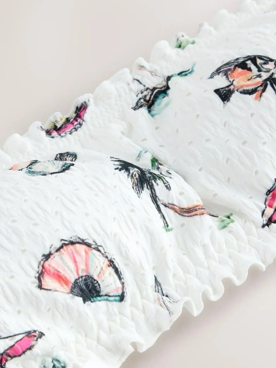 Next White Conversational Broderie Bandeau Bikini Top Discount