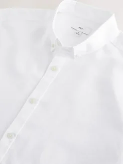 Next Cotton Linen Blend Long Sleeve Shirt White Discount