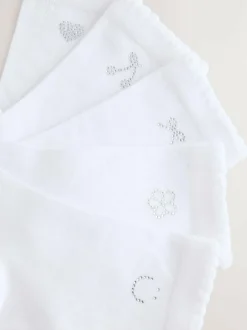 Next Cotton Rich Diamante Ankle Socks 5 Pack White