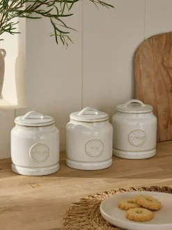 Next Country Badge Set of 3 Storage Jars White Discount