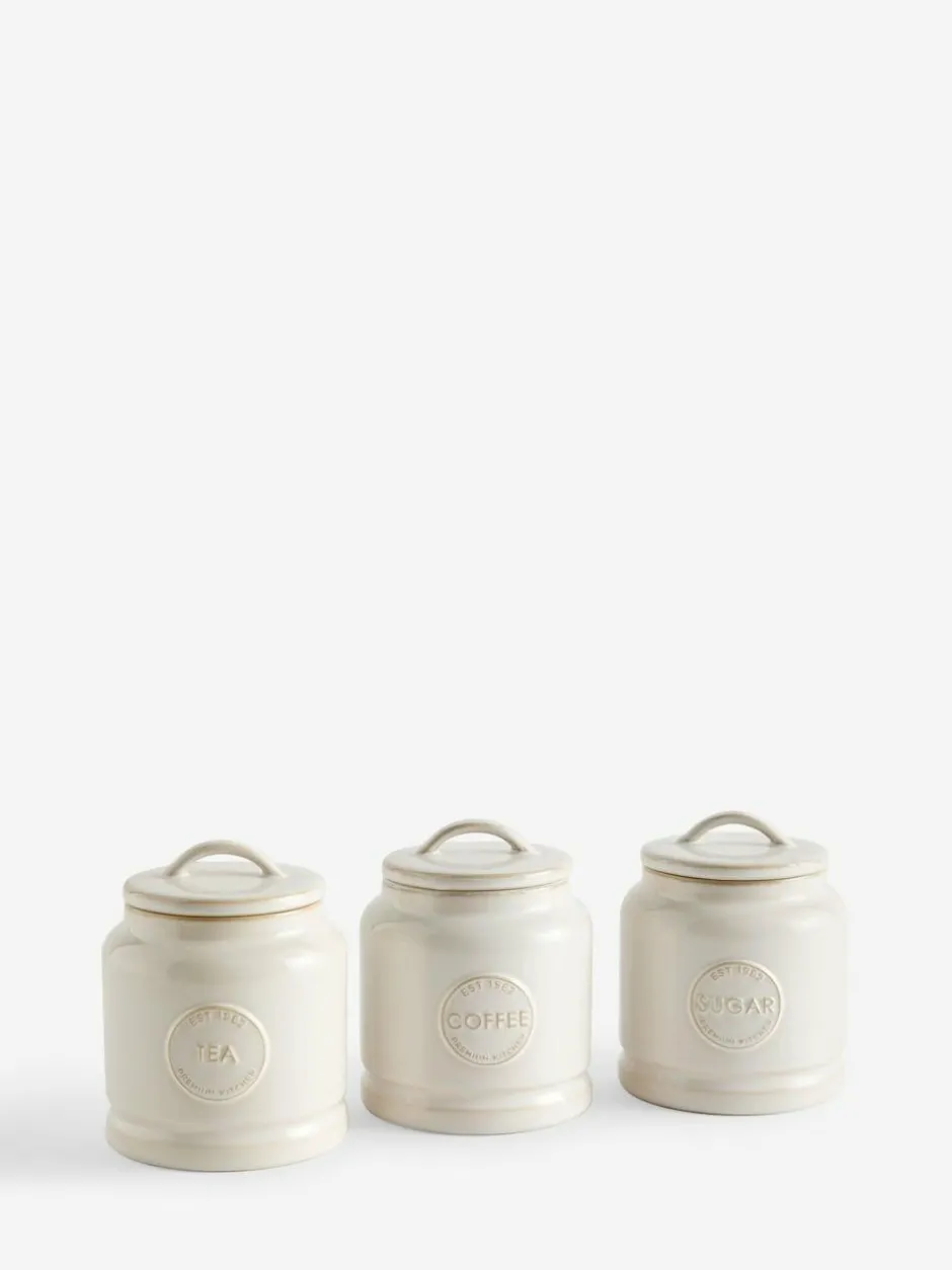 Next Country Badge Set of 3 Storage Jars White Discount