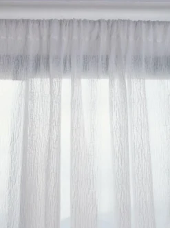 Next White Crinkle Slot Top Voile Unlined Sheer Panel Curtain Clearance