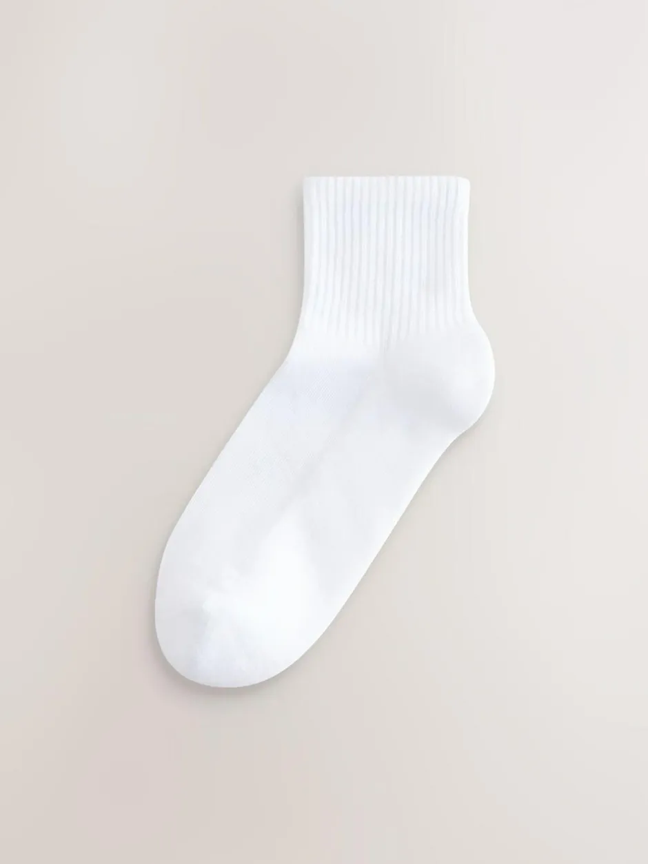 Next Cushion Sole Ribbed Sport Cropped Ankle Socks 3 Pack With Arch Support White Discount
