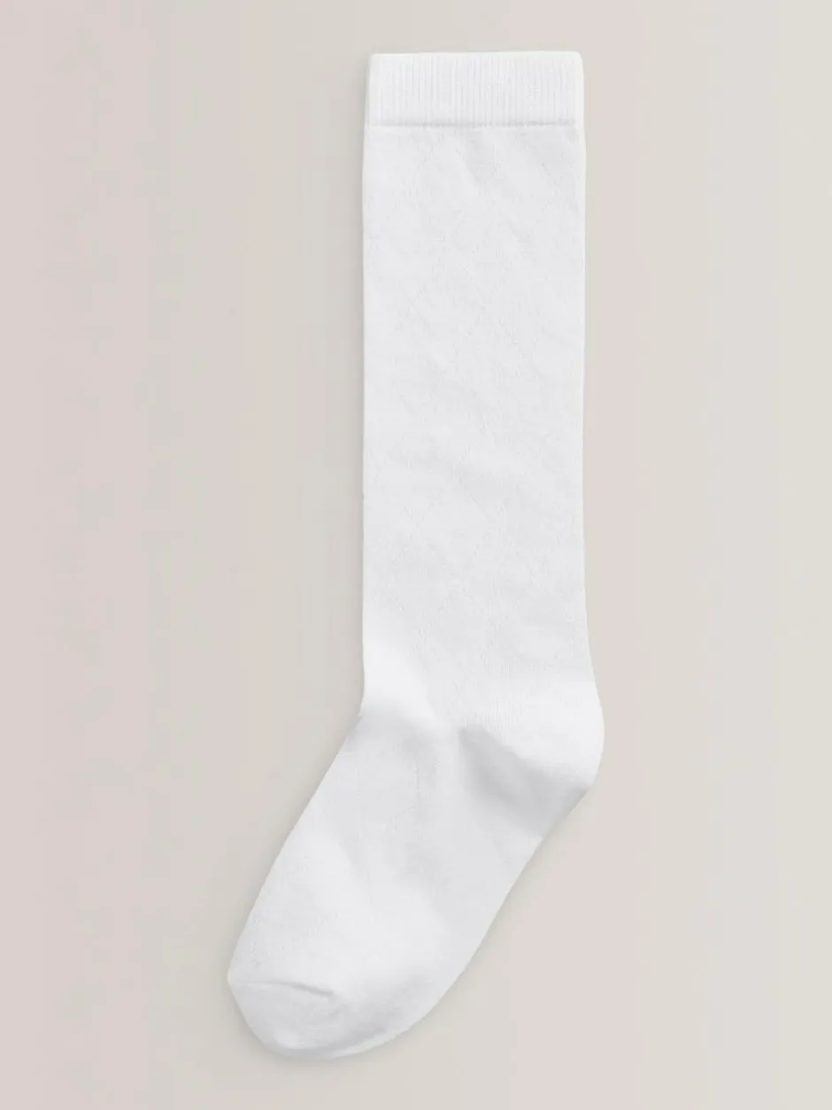 Next White Diamond 3 Pack Cotton Rich Knee High School Socks Discount