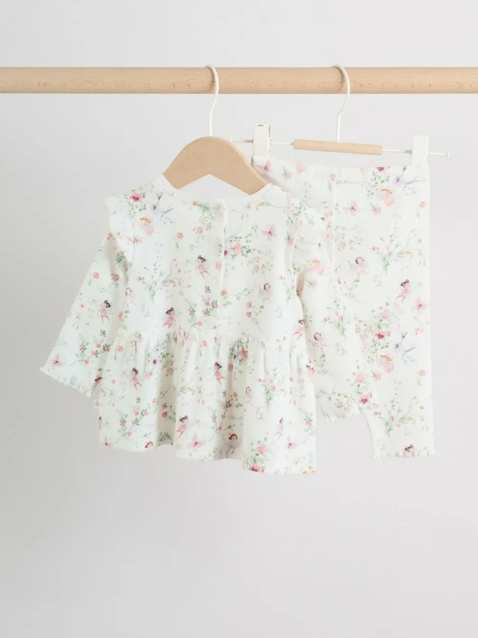 Next White Fairy Long Sleeve Frill Top And Leggings Baby 2 Piece Set (0mths-2yrs) New
