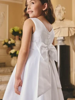 Next White Flower Girl Bow Dress (6-13yrs)