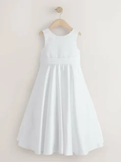 Next White Flower Girl Bow Dress (6-13yrs)