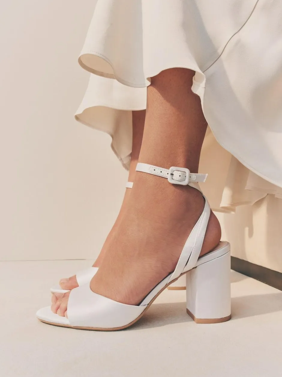 Next Forever Comfort® Wedding Round Toe Block Heel Bridal Sandals White