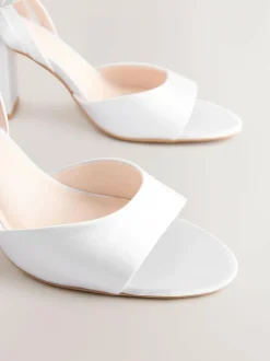 Next Forever Comfort® Wedding Round Toe Block Heel Bridal Sandals White