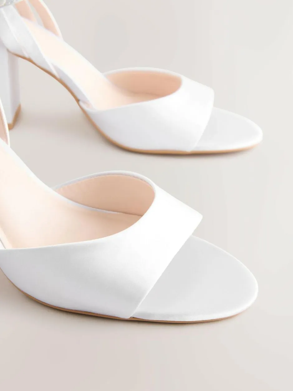 Next Forever Comfort® Wedding Round Toe Block Heel Bridal Sandals White