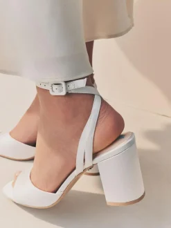 Next Forever Comfort® Wedding Round Toe Block Heel Bridal Sandals White