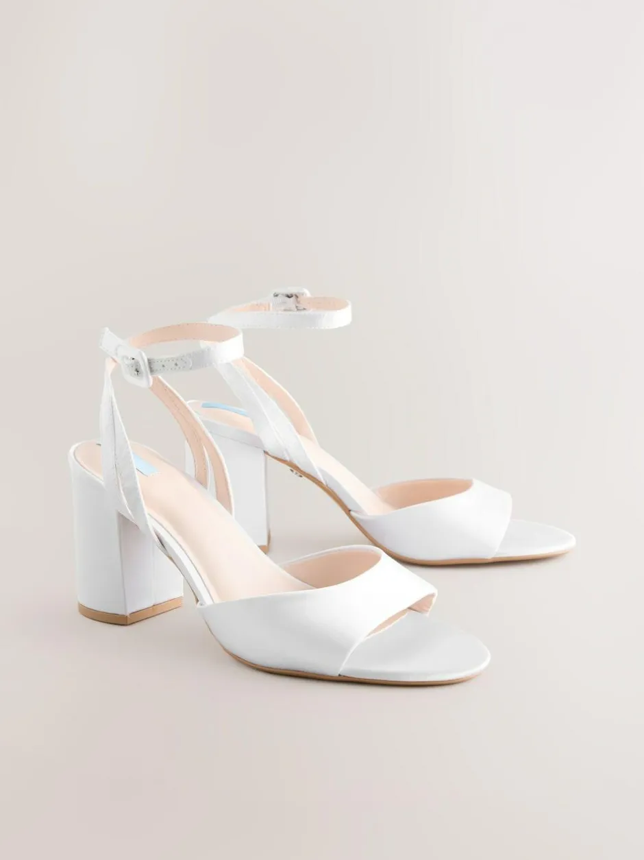 Next Forever Comfort® Wedding Round Toe Block Heel Bridal Sandals White