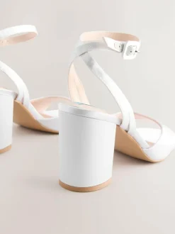 Next Forever Comfort® Wedding Round Toe Block Heel Bridal Sandals White