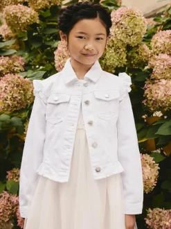 Next Frill Shoulder Denim Jacket (3-16yrs) White Discount