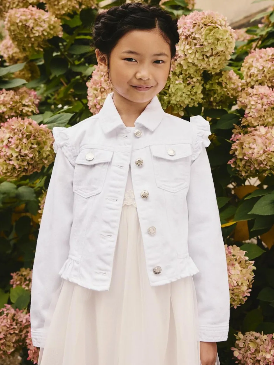 Next Frill Shoulder Denim Jacket (3-16yrs) White Discount