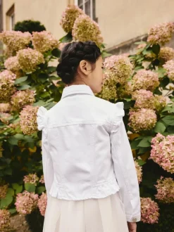 Next Frill Shoulder Denim Jacket (3-16yrs) White Discount