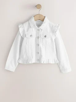 Next Frill Shoulder Denim Jacket (3-16yrs) White Discount