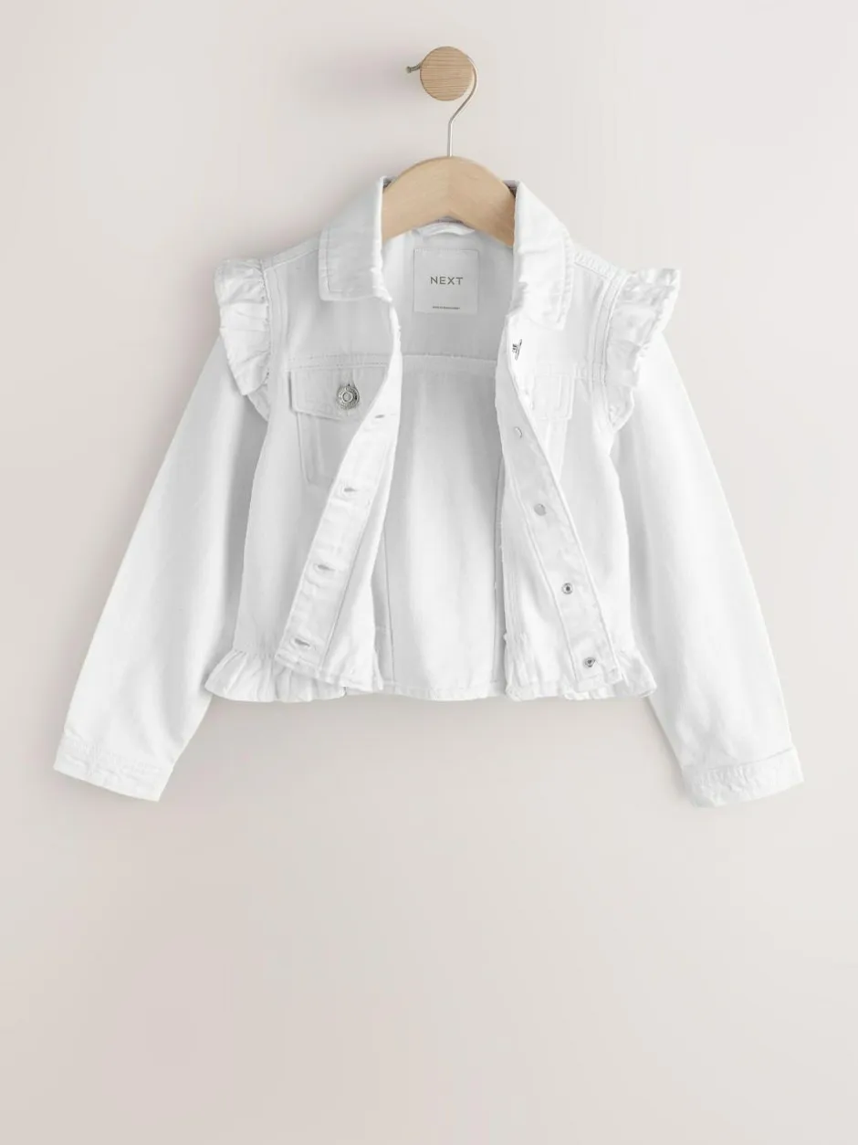Next Frill Shoulder Denim Jacket (3-16yrs) White Discount