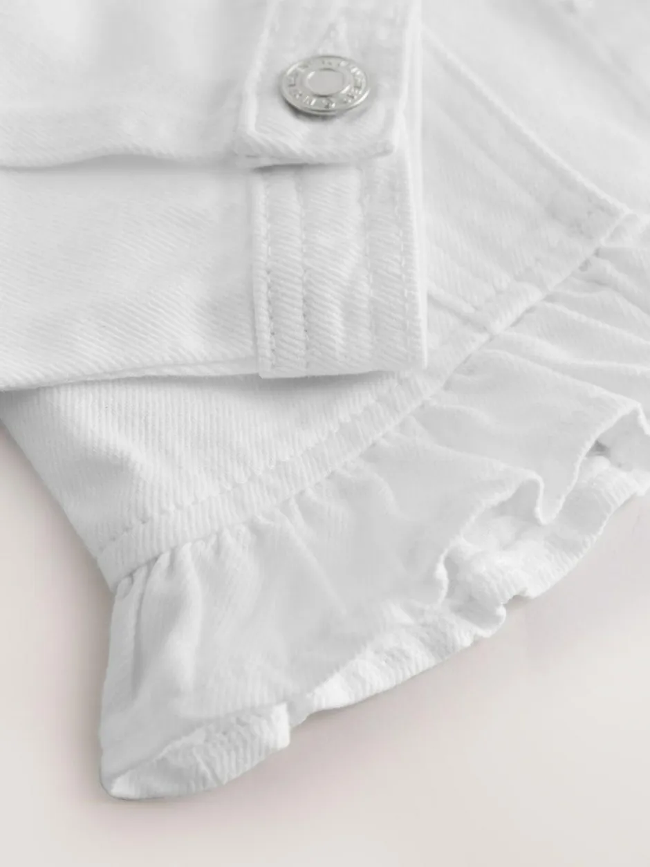 Next Frill Shoulder Denim Jacket (3-16yrs) White Discount