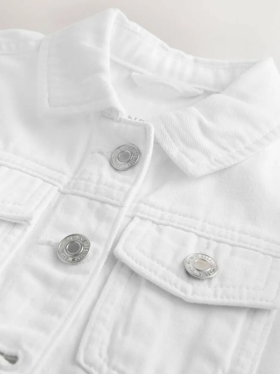 Next Frill Shoulder Denim Jacket (3-16yrs) White Discount
