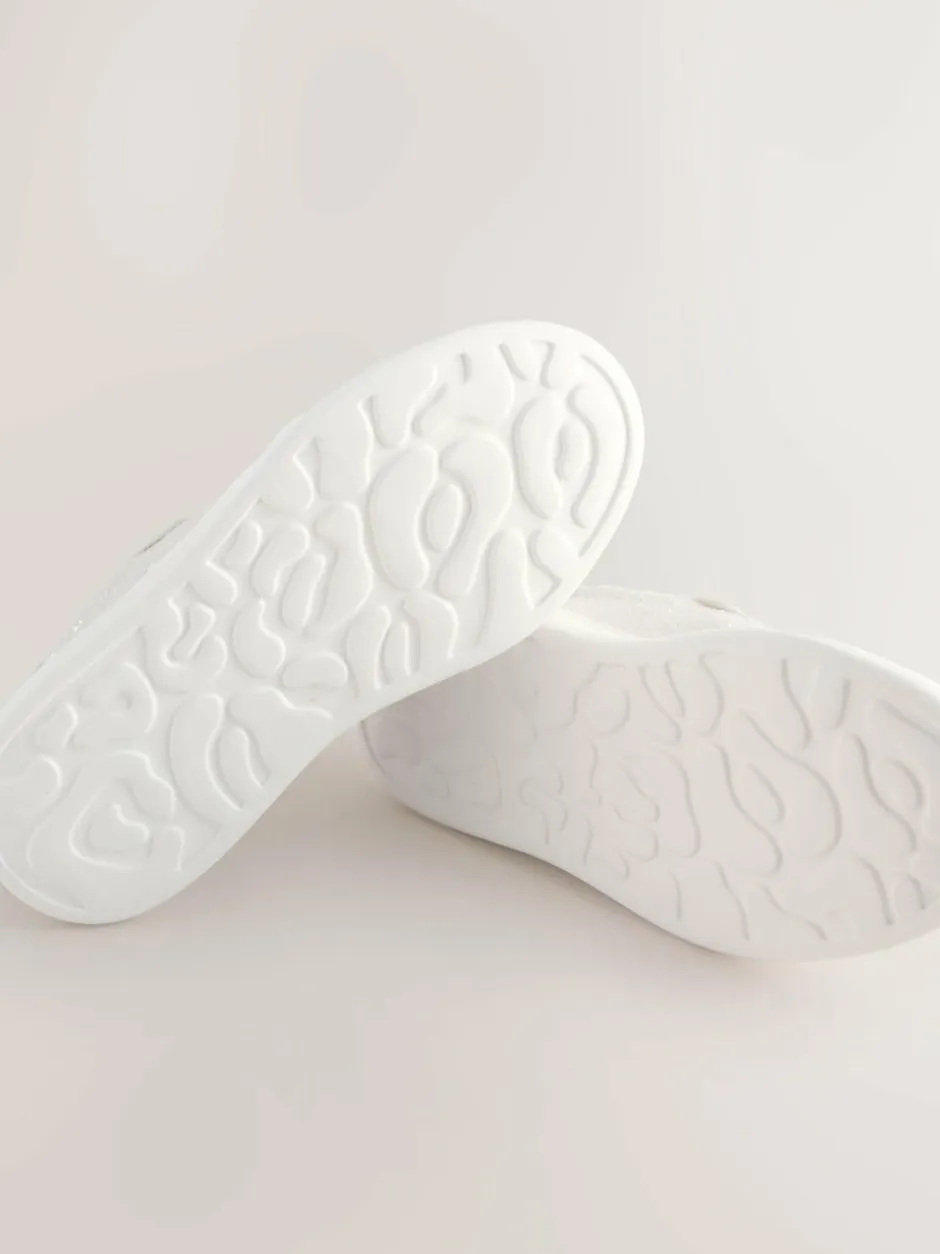 Next Lace Up Trainers White Glitter New