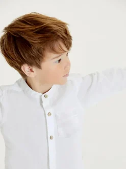 Next Grandad Collar Linen Mix Shirt (3mths-7yrs) White Sale