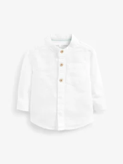 Next Grandad Collar Linen Mix Shirt (3mths-7yrs) White Sale