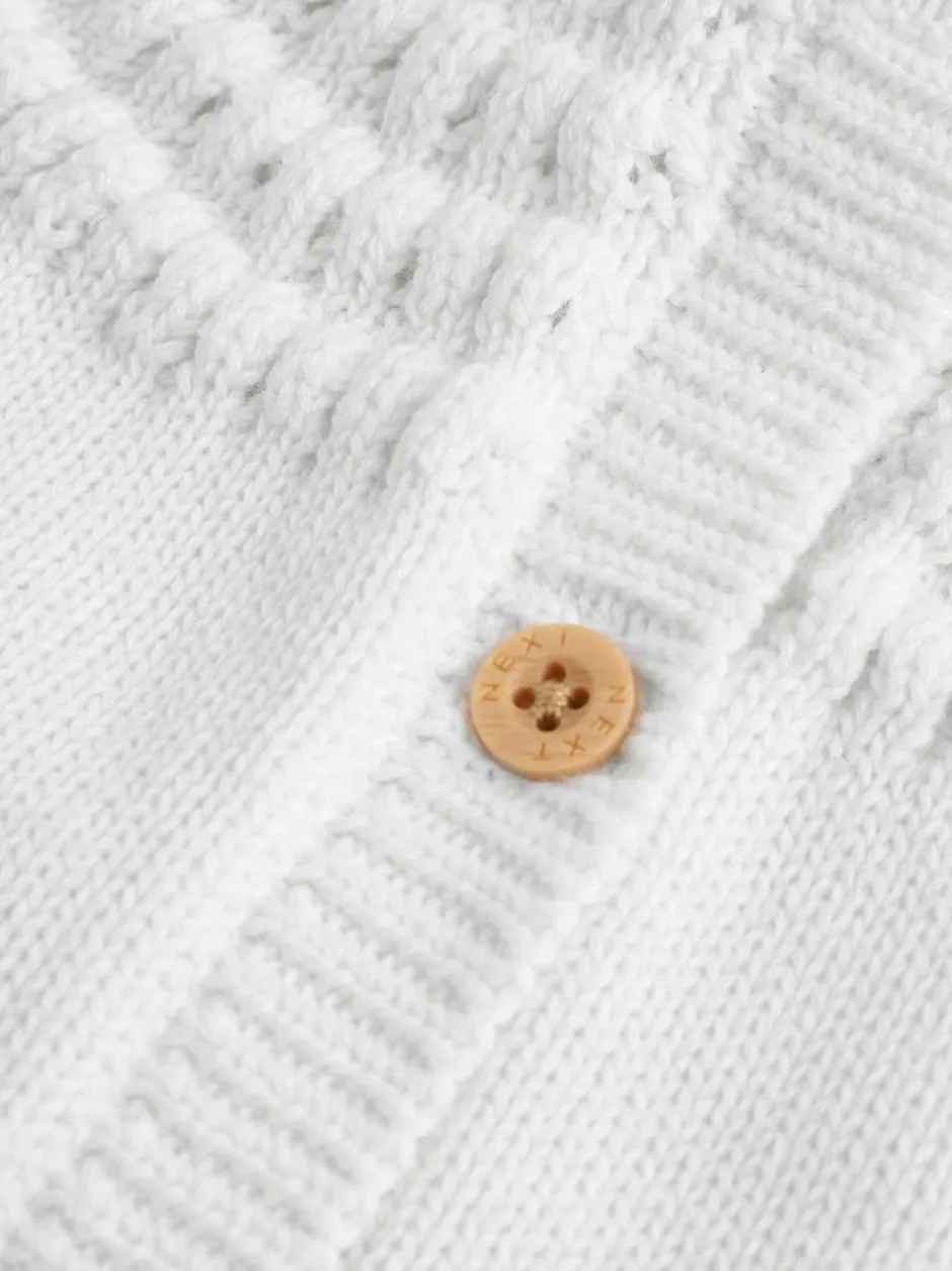 Next Heart Pocket Button Through Baby Cardigan (0mths-2yrs) White
