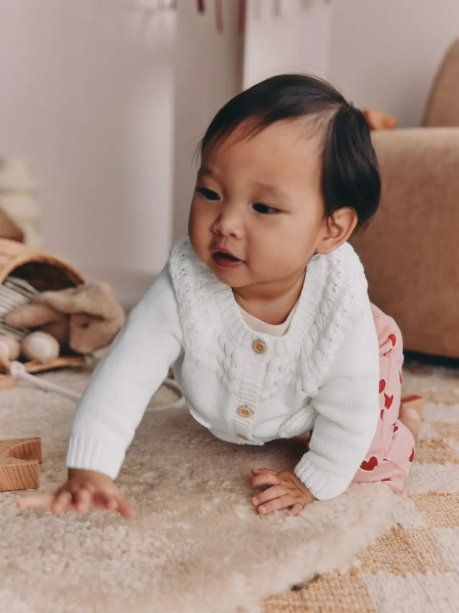 Next Heart Pocket Button Through Baby Cardigan (0mths-2yrs) White