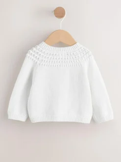 Next Heart Pocket Button Through Baby Cardigan (0mths-2yrs) White