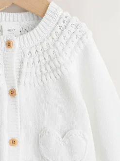 Next Heart Pocket Button Through Baby Cardigan (0mths-2yrs) White