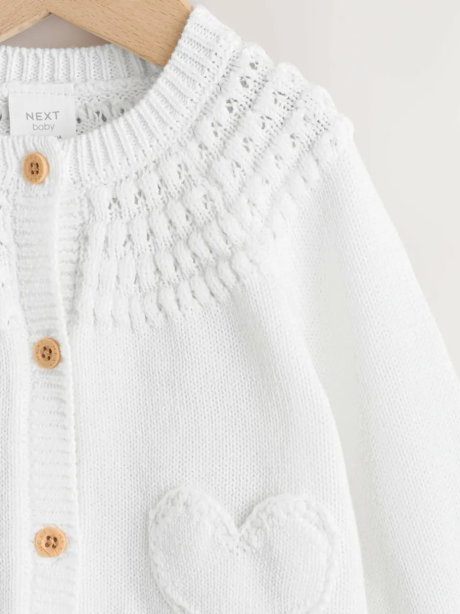 Next Heart Pocket Button Through Baby Cardigan (0mths-2yrs) White