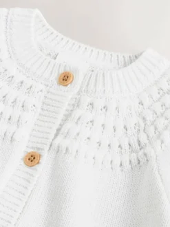 Next Heart Pocket Button Through Baby Cardigan (0mths-2yrs) White