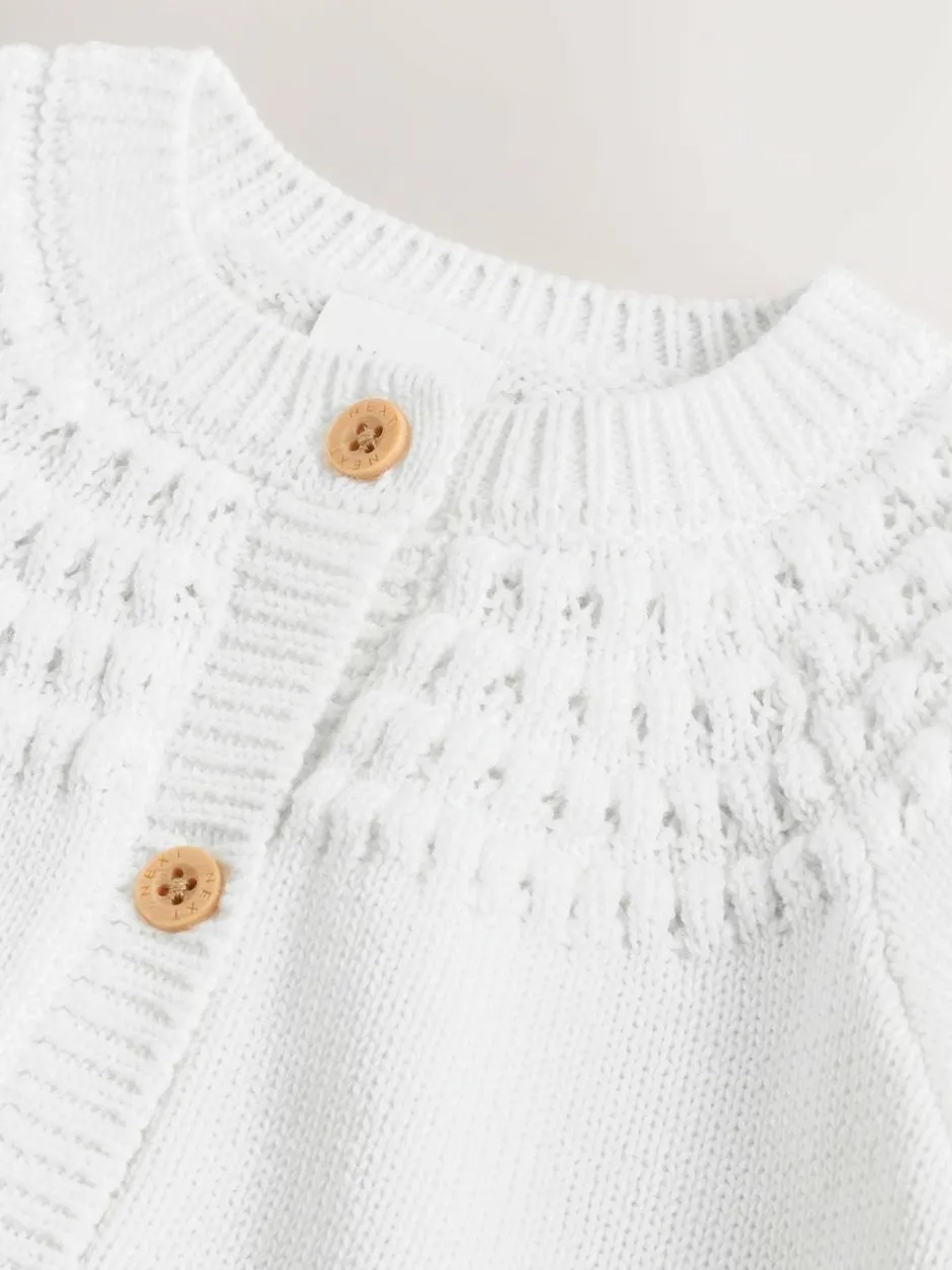 Next Heart Pocket Button Through Baby Cardigan (0mths-2yrs) White