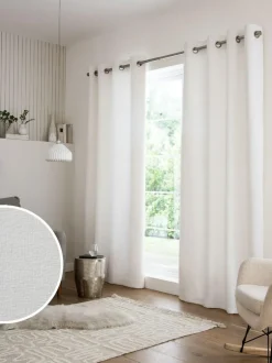 Next White Heavyweight Chenille Eyelet Lined Curtains Hot