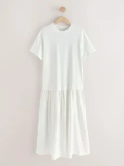Next Jersey Two In One T-Shirt Dress White Clearance