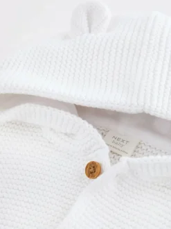Next Knitted Hooded Baby Cardigan White