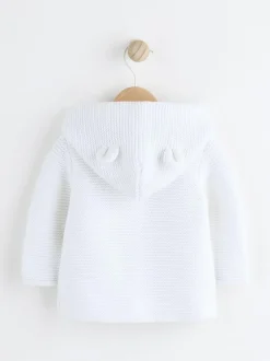 Next Knitted Hooded Baby Cardigan White