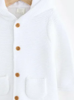 Next Knitted Hooded Baby Cardigan White