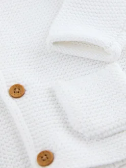 Next Knitted Hooded Baby Cardigan White