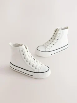 Next Lace-Up High Top Trainers White Hot