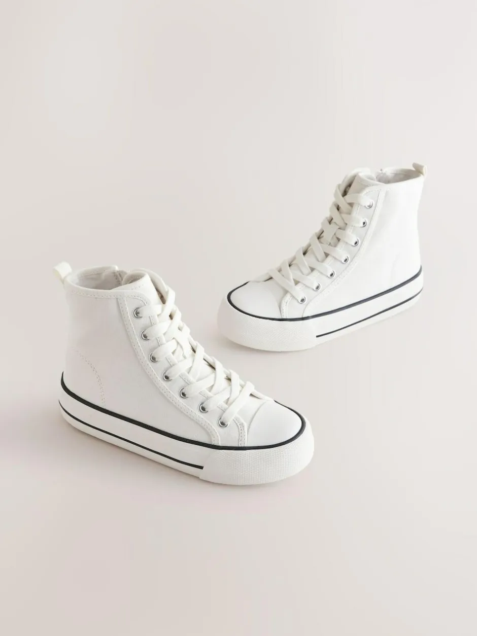 Next Lace-Up High Top Trainers White Hot
