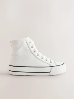 Next Lace-Up High Top Trainers White Hot
