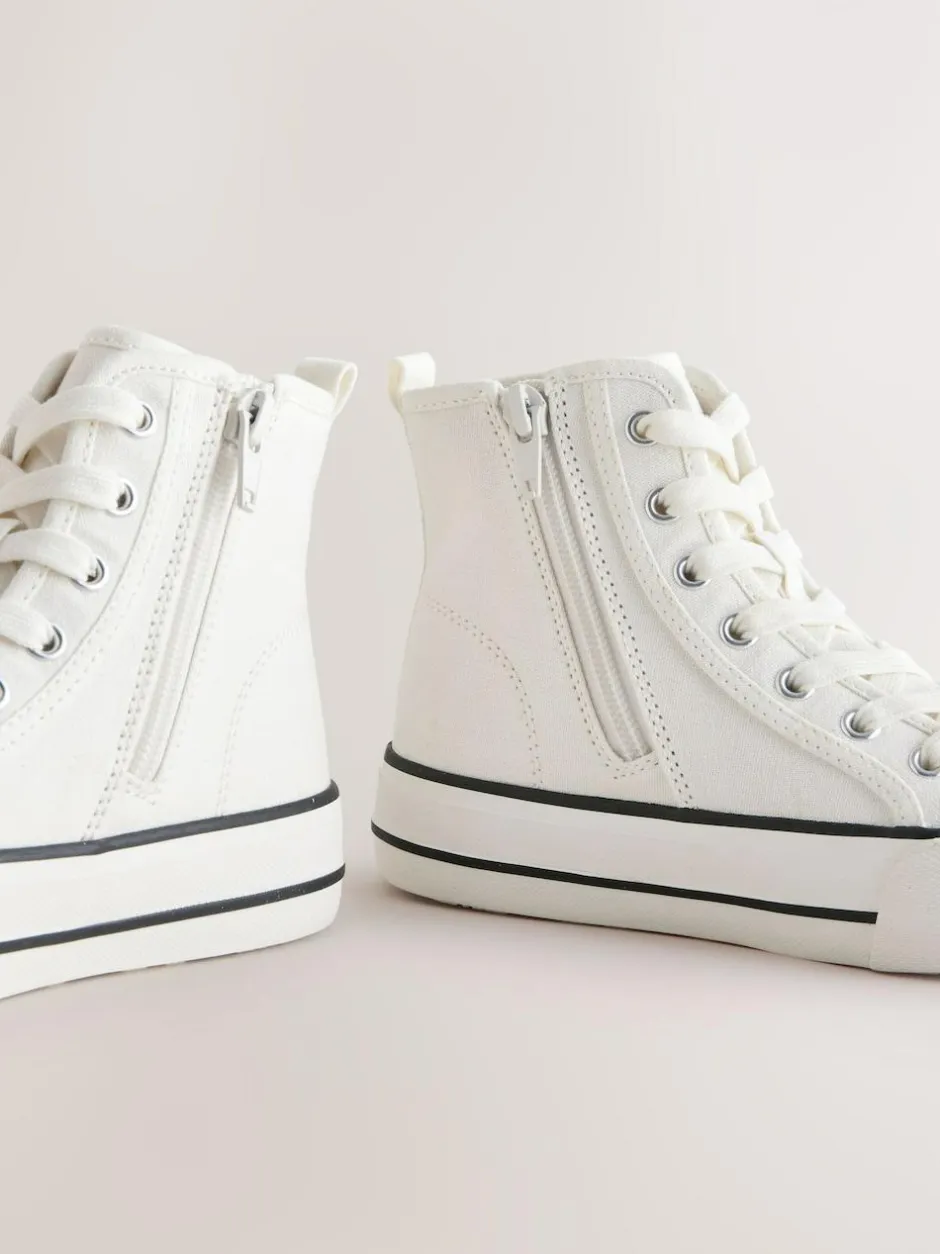 Next Lace-Up High Top Trainers White Hot
